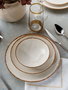 Hermia GBSATN24KY458KH Vajilla de Porcelana 24 Piezas Blanco y Marrón